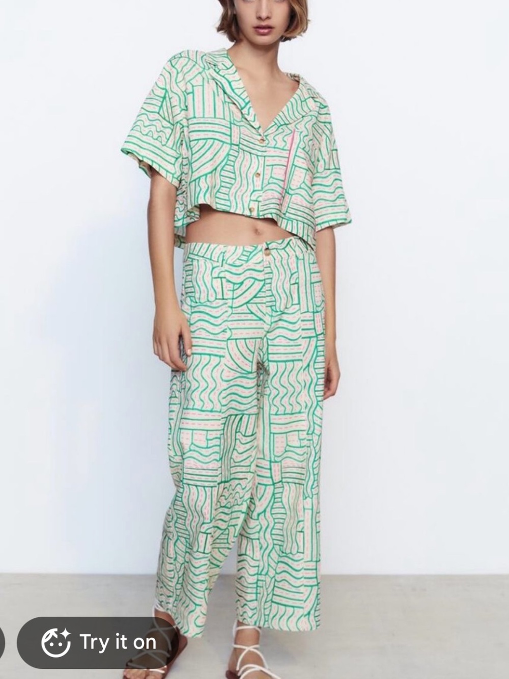 Pink & Green Patterned Pants - Picture 8 of 9